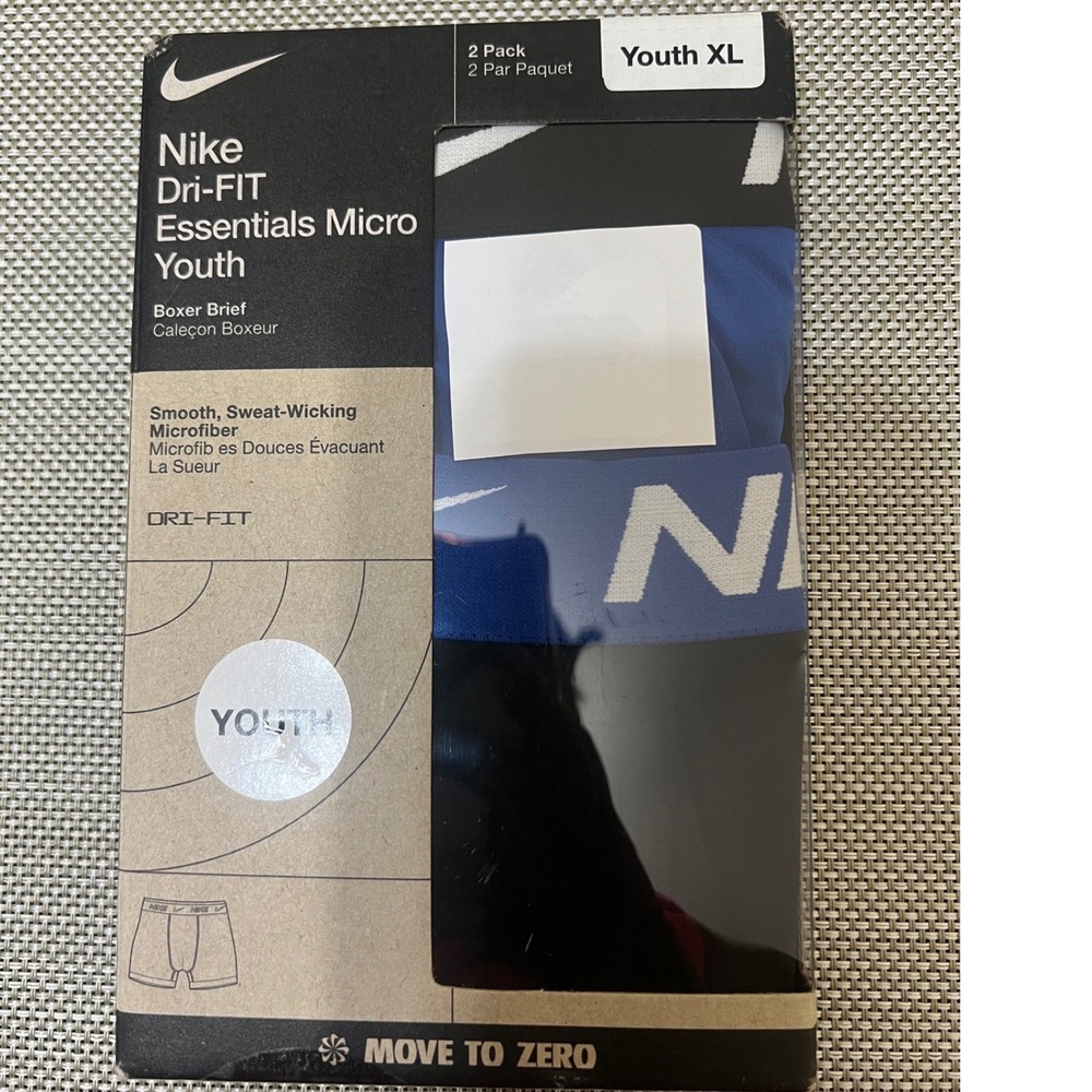 Nike Boxer Brief Youth XL Blue Black New Dri-FIT Essentials Micro 2 Pack